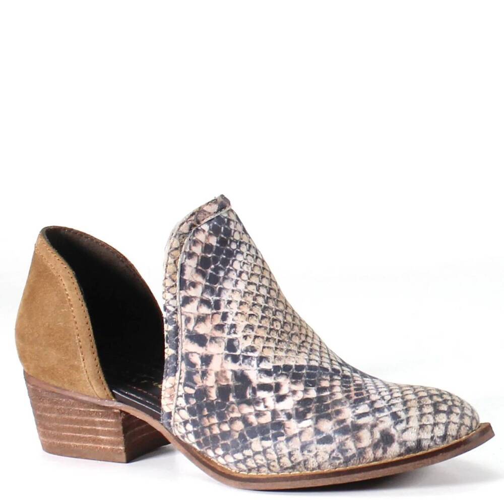 NEW DIBA TRUE women's shy town boots in snake & cognac